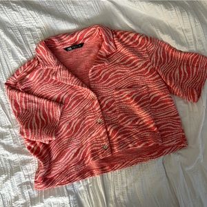 ZARA Pink Zebra Cropped Shirt
